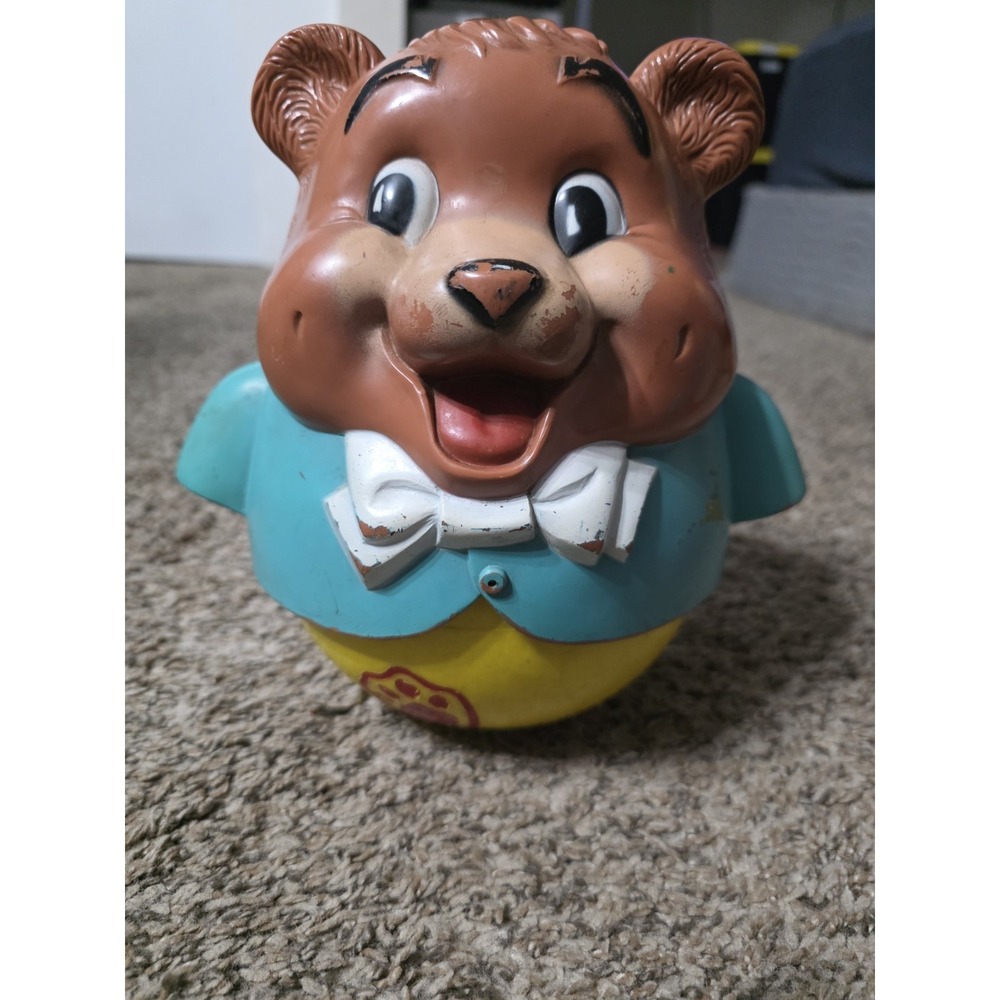 Vintage 1969 Fisher Price Chubby Cub Roly Poly Bear #164 Wobble Toy‎ No String